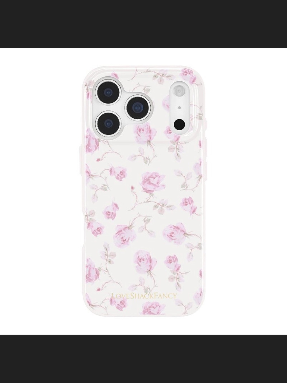 LoveShackFancy Clear Floral Case with Pale Pink Roses